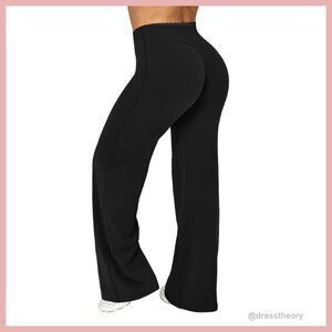 High Waist Straight Leg Yoga Pants Nylon Spandex Workout Leggings